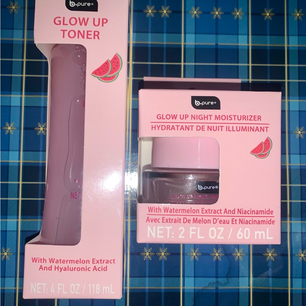 B-Pure Glow UP Toner 4 Fl Oz and Night Moisturizer 2 Fl OzWatermelon Hyaluronic